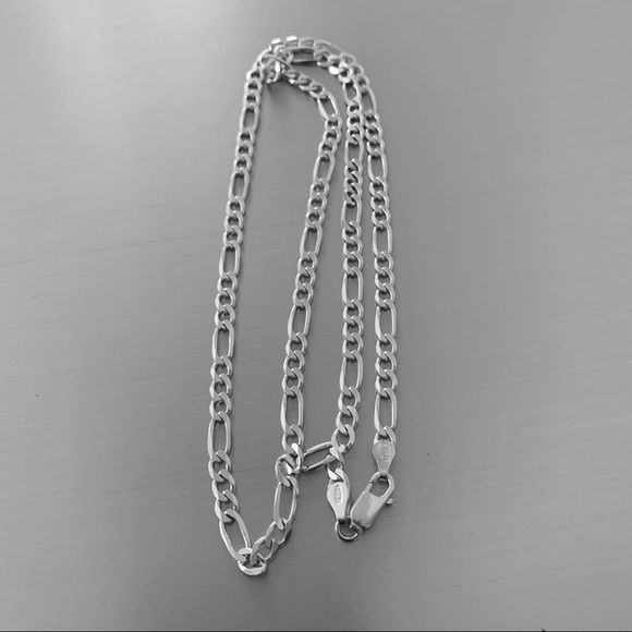 Sterling Silver Unisex Figaro Italian Chain, Silver Necklace, Link Jewelry - Picture 4 of 7
